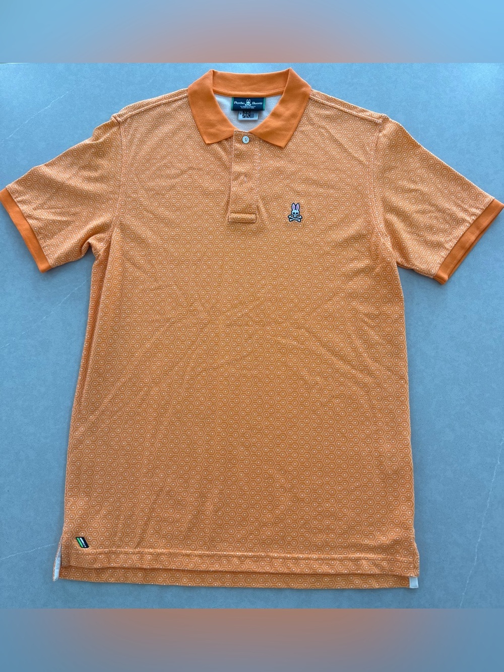 Psycho Bunny Orange Geometric Short Sleeve Polo